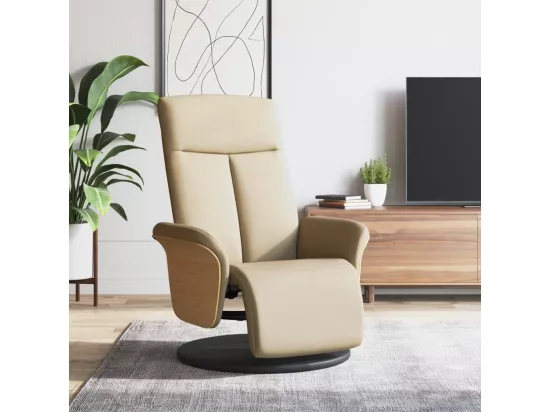 Fauteuil inclinable avec repose-pied crème tissu