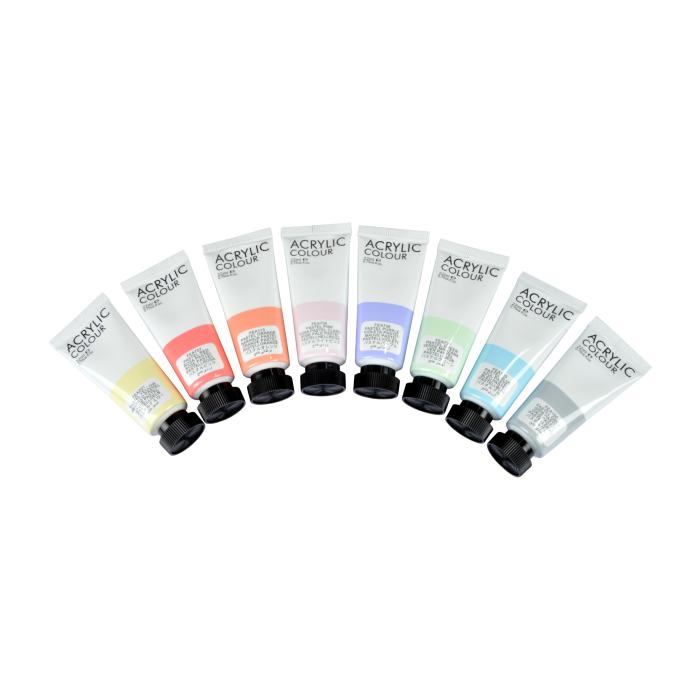 SET 8 TUBES DE PEINTURE ACRYLIQUE 22ML LES PASTELS