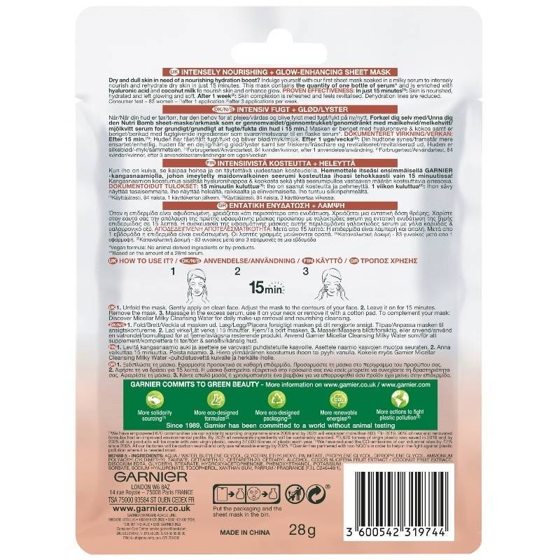 Garnier Skinactive Nutri Bomb Milky Tissue Mask 1 Piece