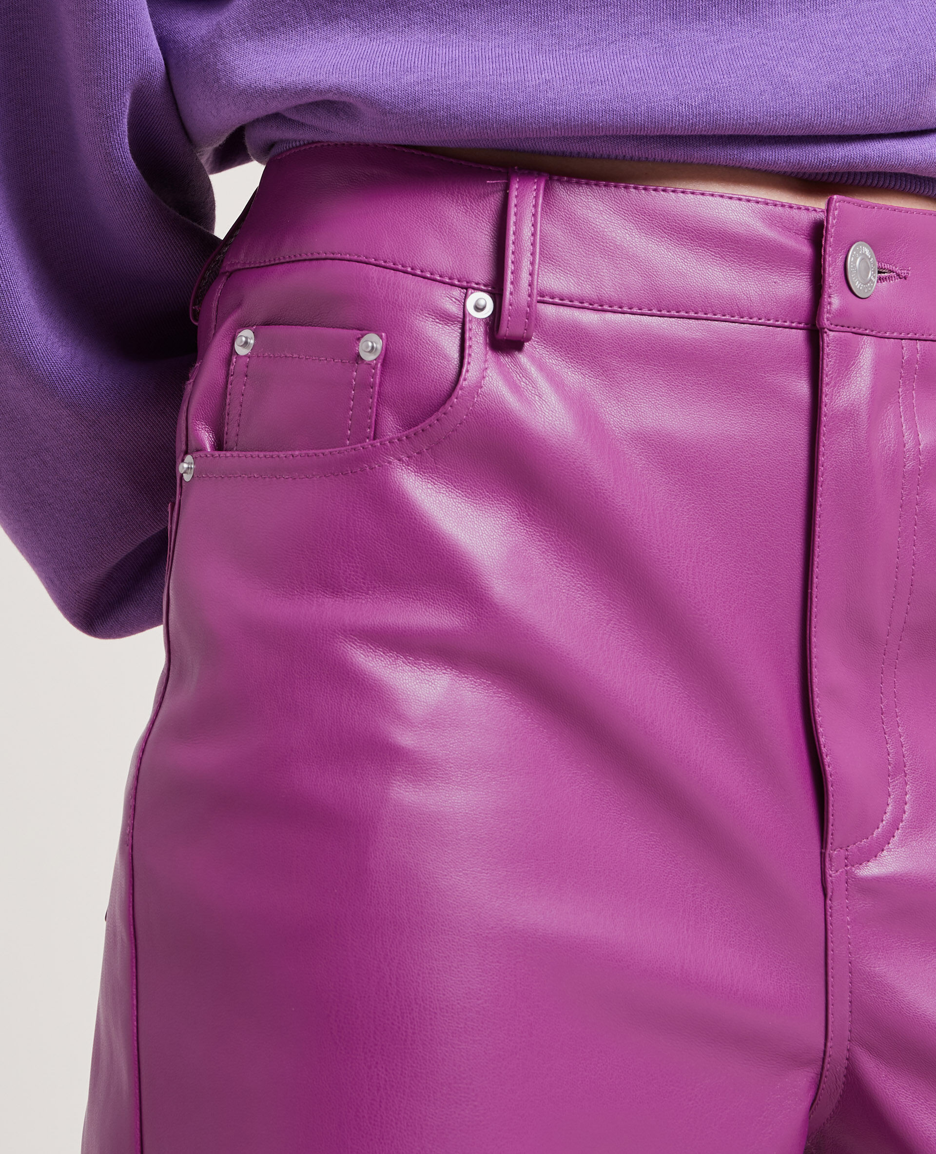 Pantalon droit en simili cuir - Violet
