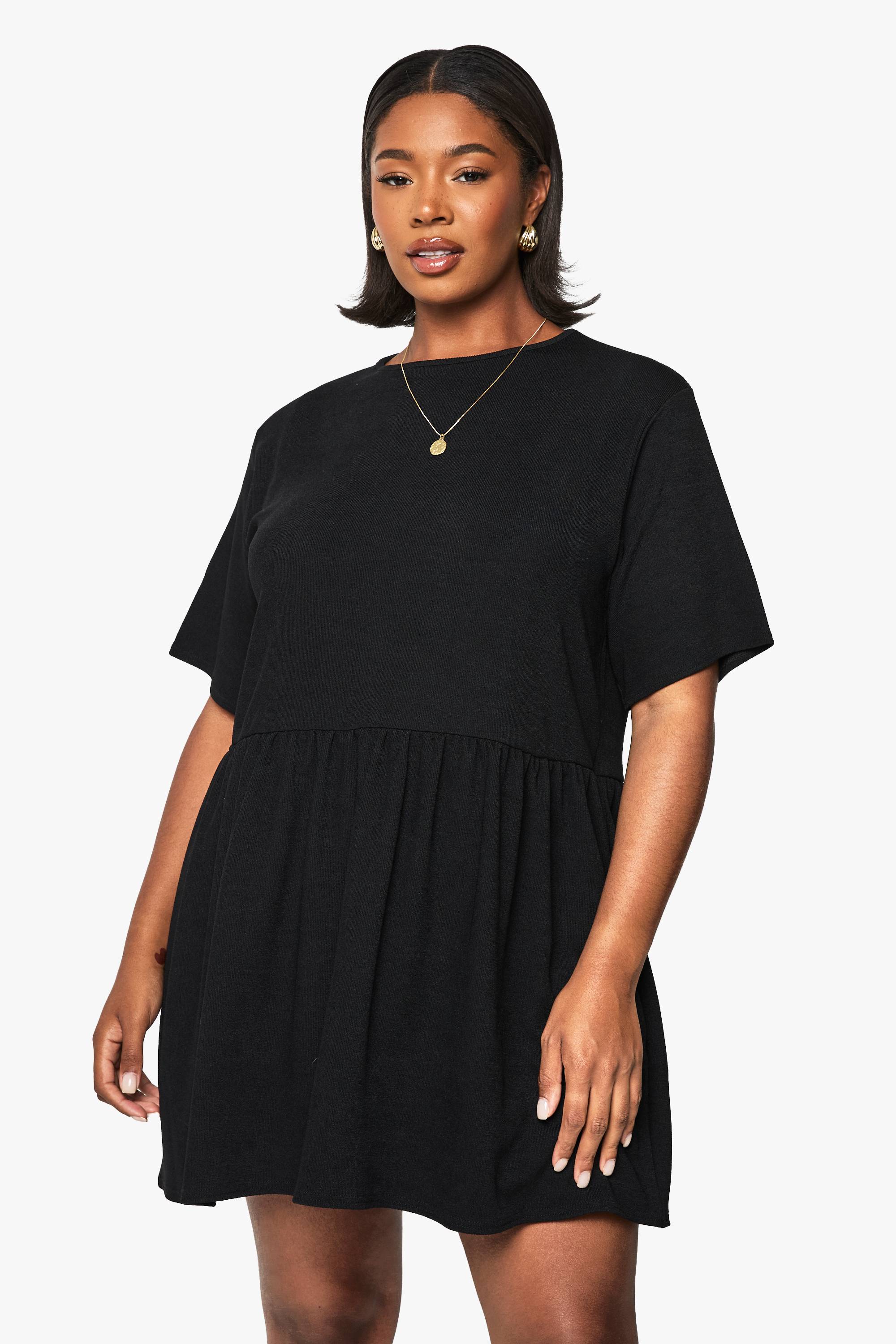 boohoo Robe t-shirt smock en côte grande taille