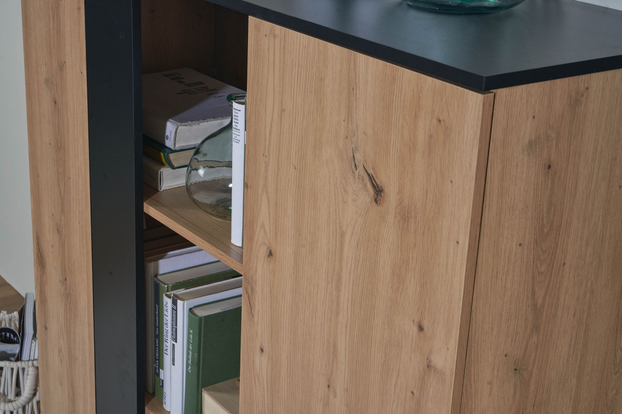 Highboard FineBuy Sideboard 110x125x40 cm MDF Eiche Dekor Kommode Anrichte