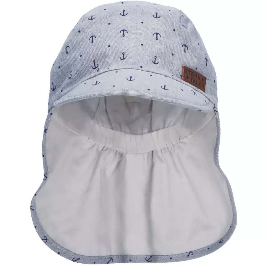 Sterntaler Schirmmütze mit Nackenschutz Anker rauchgrau
