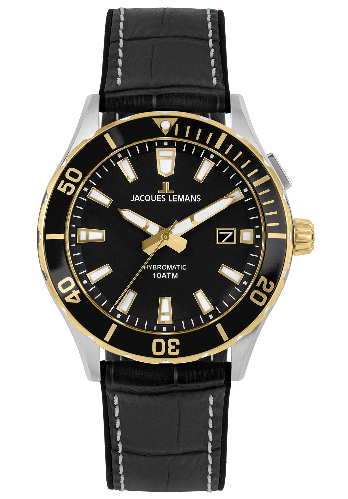 Jacques Lemans Herrenuhr Hybromatic / IP-gold black 1-2131C