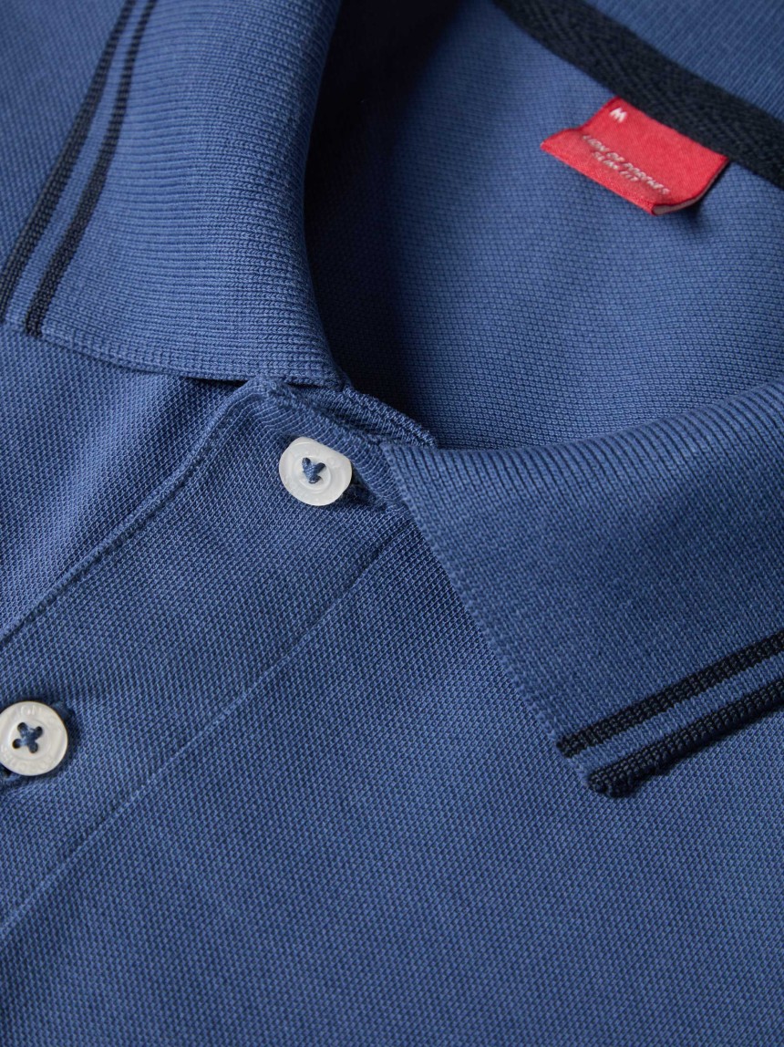 Polo piqué slim fit com riscas