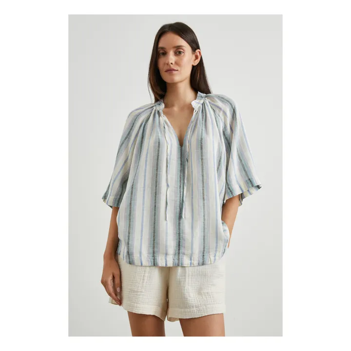 Rails Blouse Eveline Rayures Lin | Bleu ciel