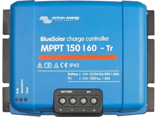 Victron Energy BlueSolar MPPT 150/60-tr 12V 24V 48V 60A Solcelle-opladningsregulator MPPT 12 V, 24 V, 48 V 60 A