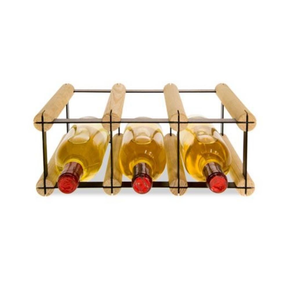 PROREGAL Modulair Wijnrek Vinotega Mod Metaal HxBxD 12,5 x 32,5 x 24,5 cm 3 x 1 Flessen Massief Dennenhout Natuurlijk
