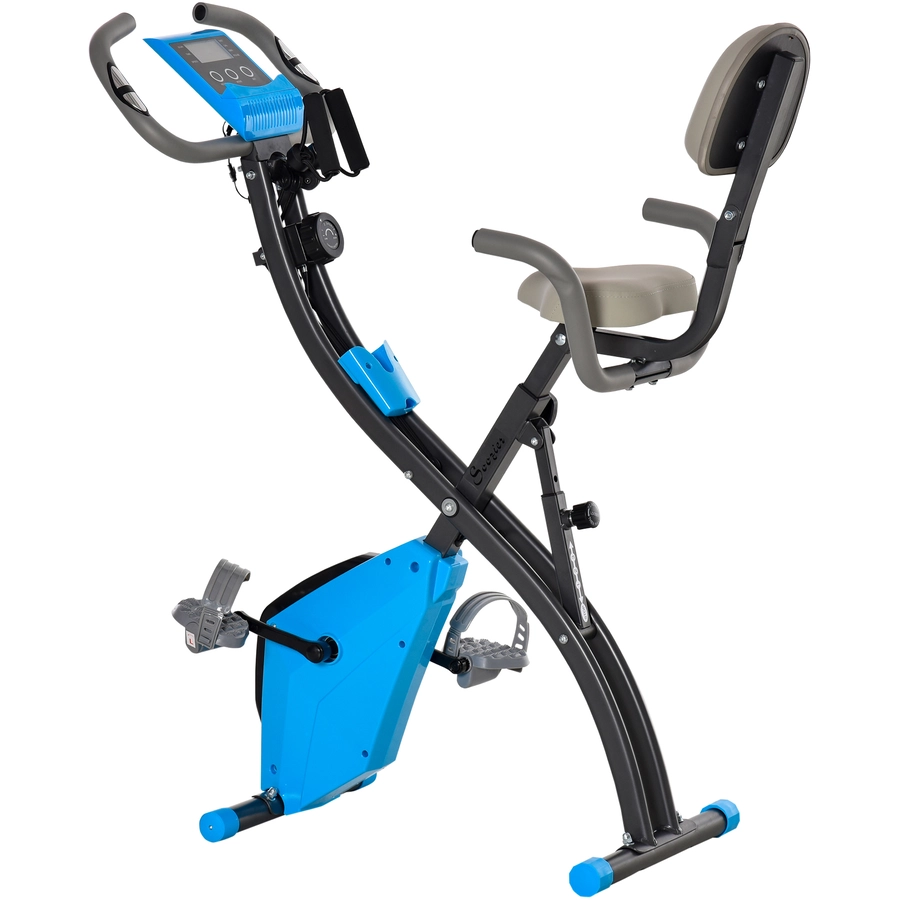 HOMCOM Fahrradtrainer mit LCD Display blau, grau