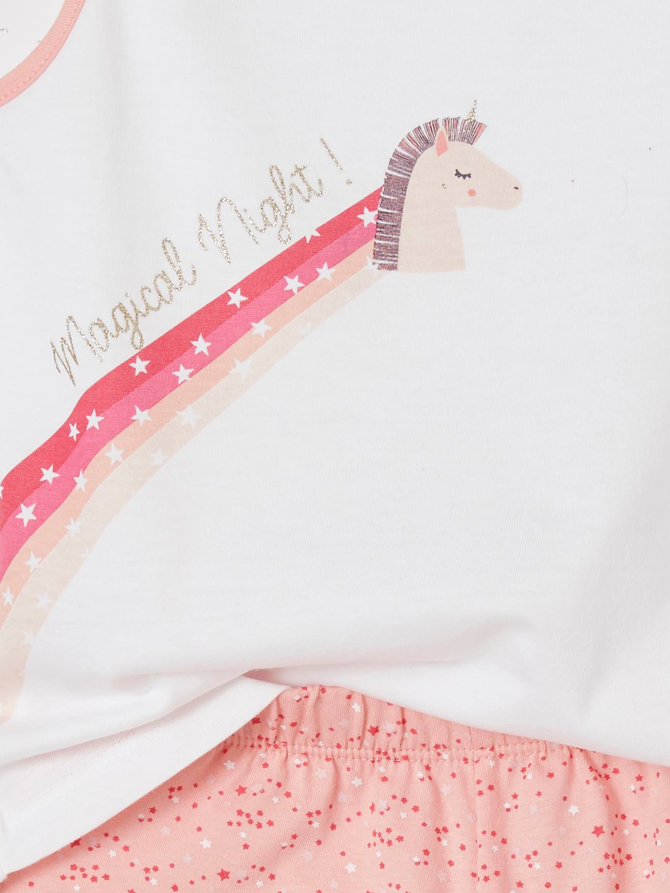Conjunto de 2 pijamas com shorts estampados rosa tamanho médio.