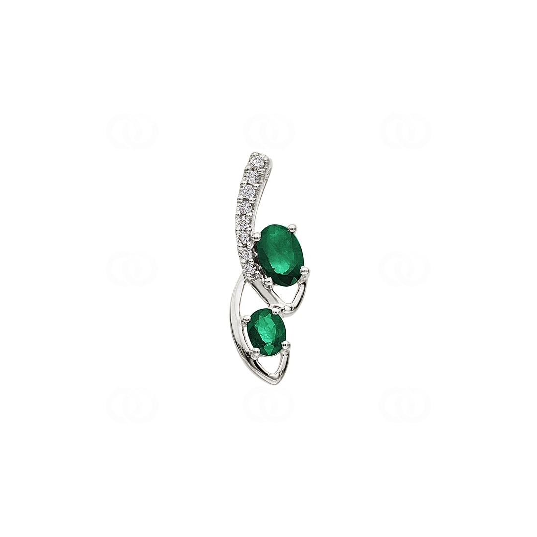 Anhänger 750/18 K Weissgold mit Smaragden & Diamanten 0.06 ct H/si