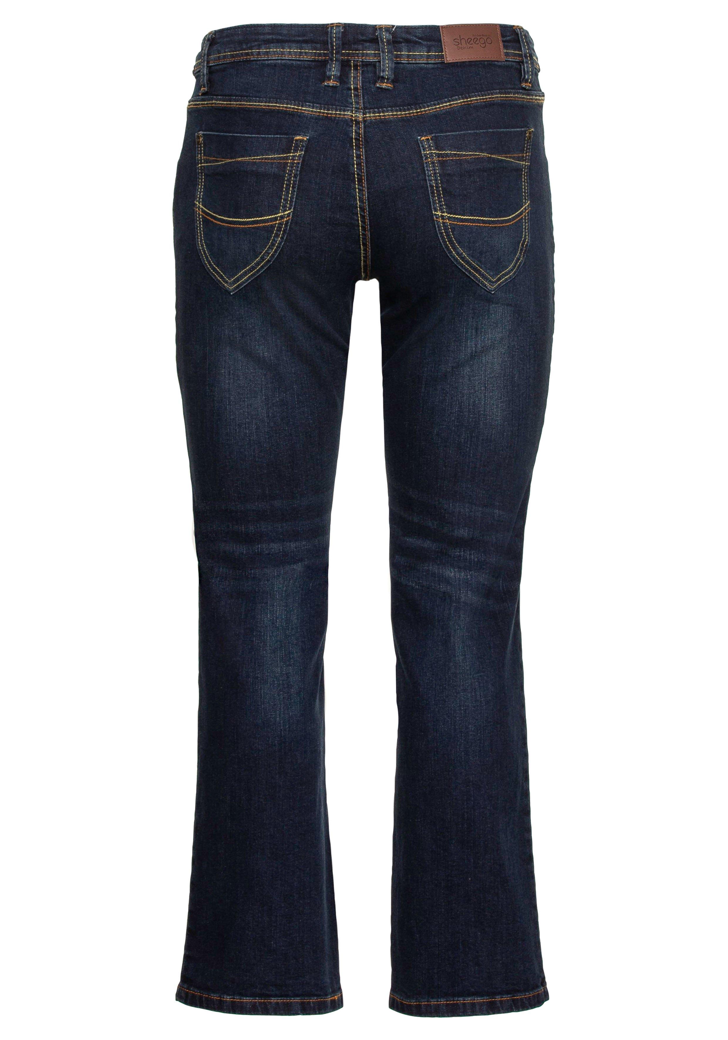 Gerade Stretch-Jeans mit Used-Effekten