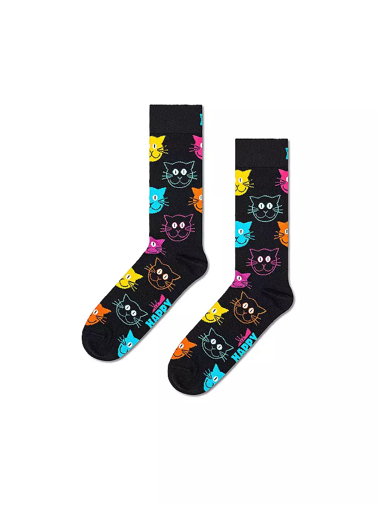 HAPPY SOCKS Herren Socken CAT black schwarz