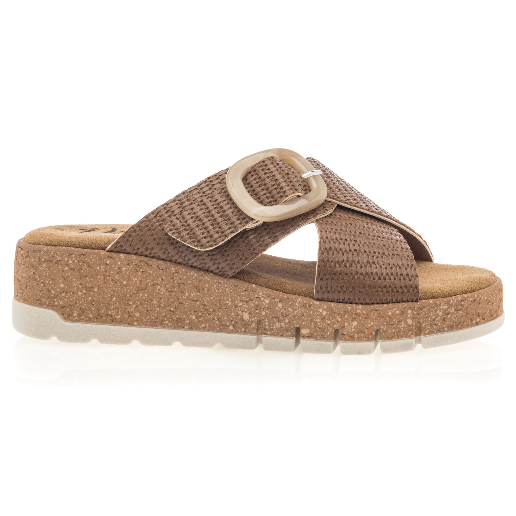 Mules à talon compensé Femme camel