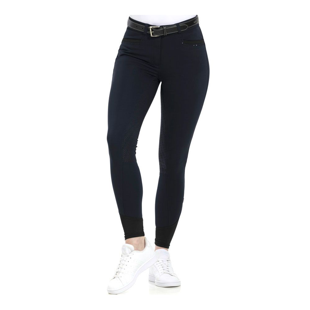 Equitheme SAFIR - Pantalon fond de peau siliconé Femme marine/noir