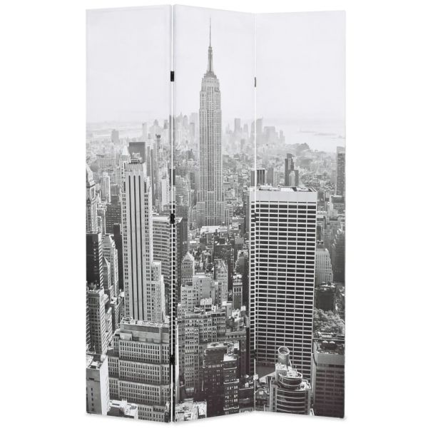 Biombo Dobrável Nova Iorque de Dia 120x170 cm Preto e Branco - 1064136685