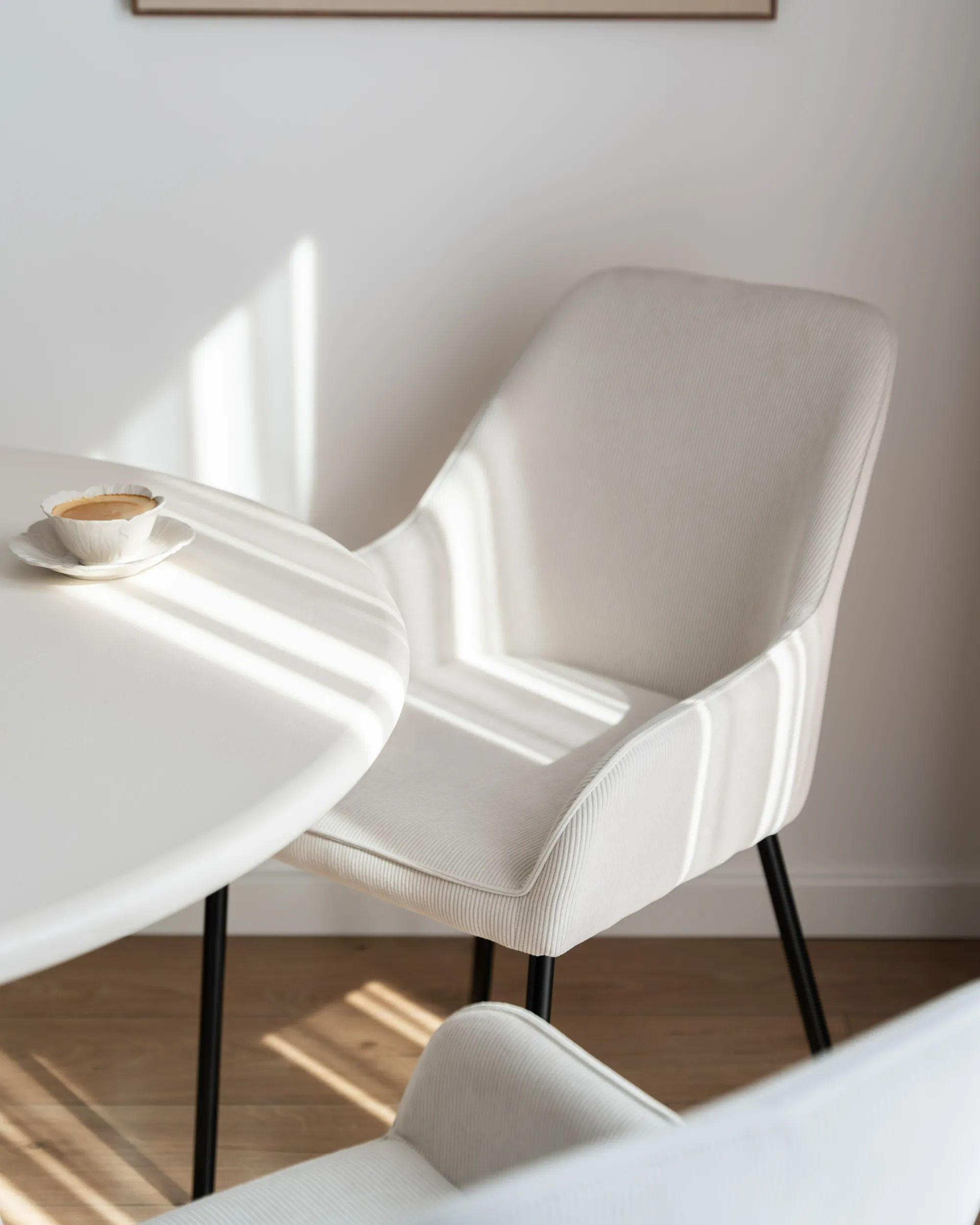Set van 2 eetkamerstoelen LOVERNA Corduroy Gebroken wit