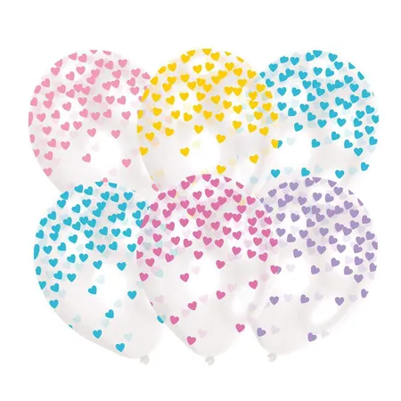 amscan Latexballons Herz-Konfetti-Pastell, 6 Stück