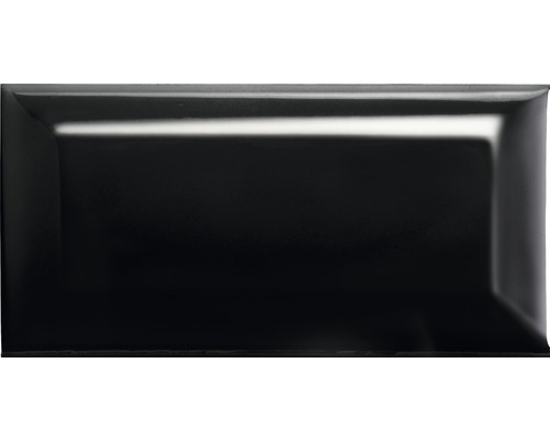 Wandtegel Facette Metro Zwart glanzend, 7,5x15 cm