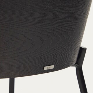 Kave Home Stuhl EAMY Chenille-Bezug hellgrau/Metall schwarz