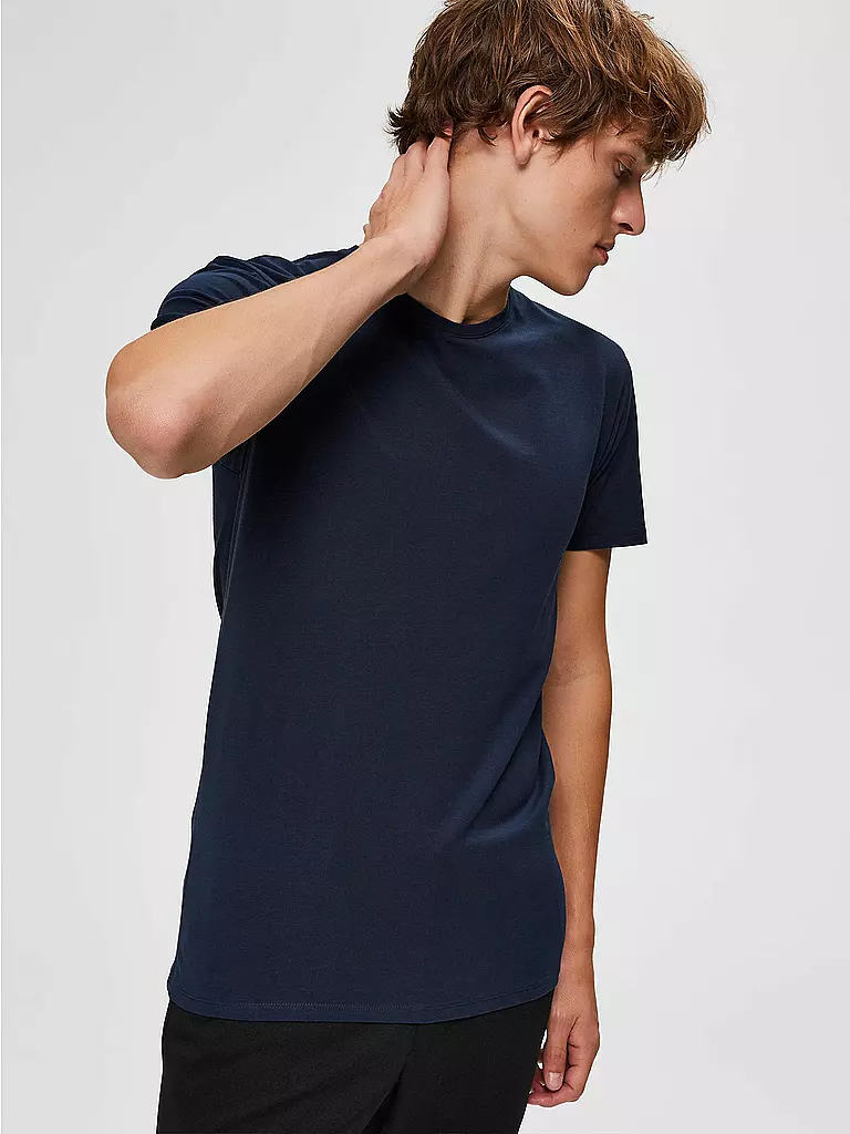 SELECTED T-Shirt SLHNEWPIMA blau
