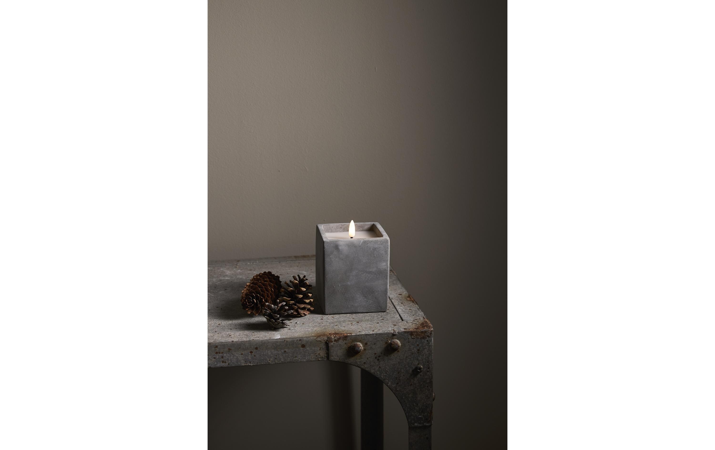 LED-Kerze Flamme Cem, 9 x 9 x 11.5 cm, GrauKünstliche Kerze mit beweglicher Flamme