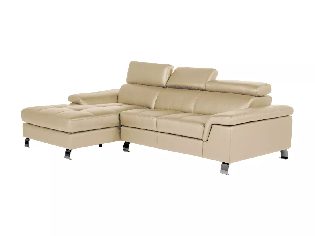 Canapé d'angle cuir MISHIMA - Taupe - Angle gauche