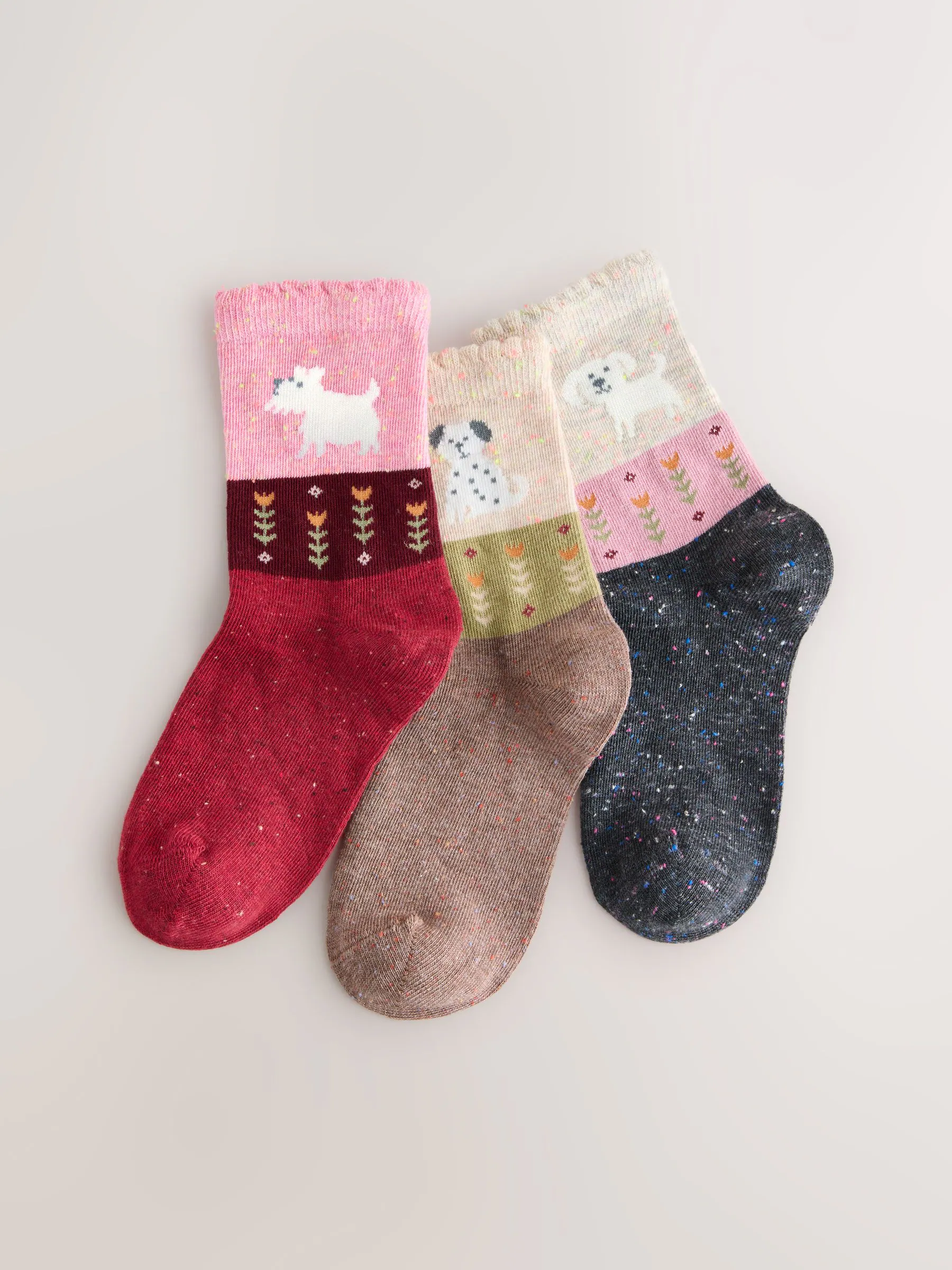 Multi - Dog Character Print Cotton Rich Ankle Socks 3 Pack