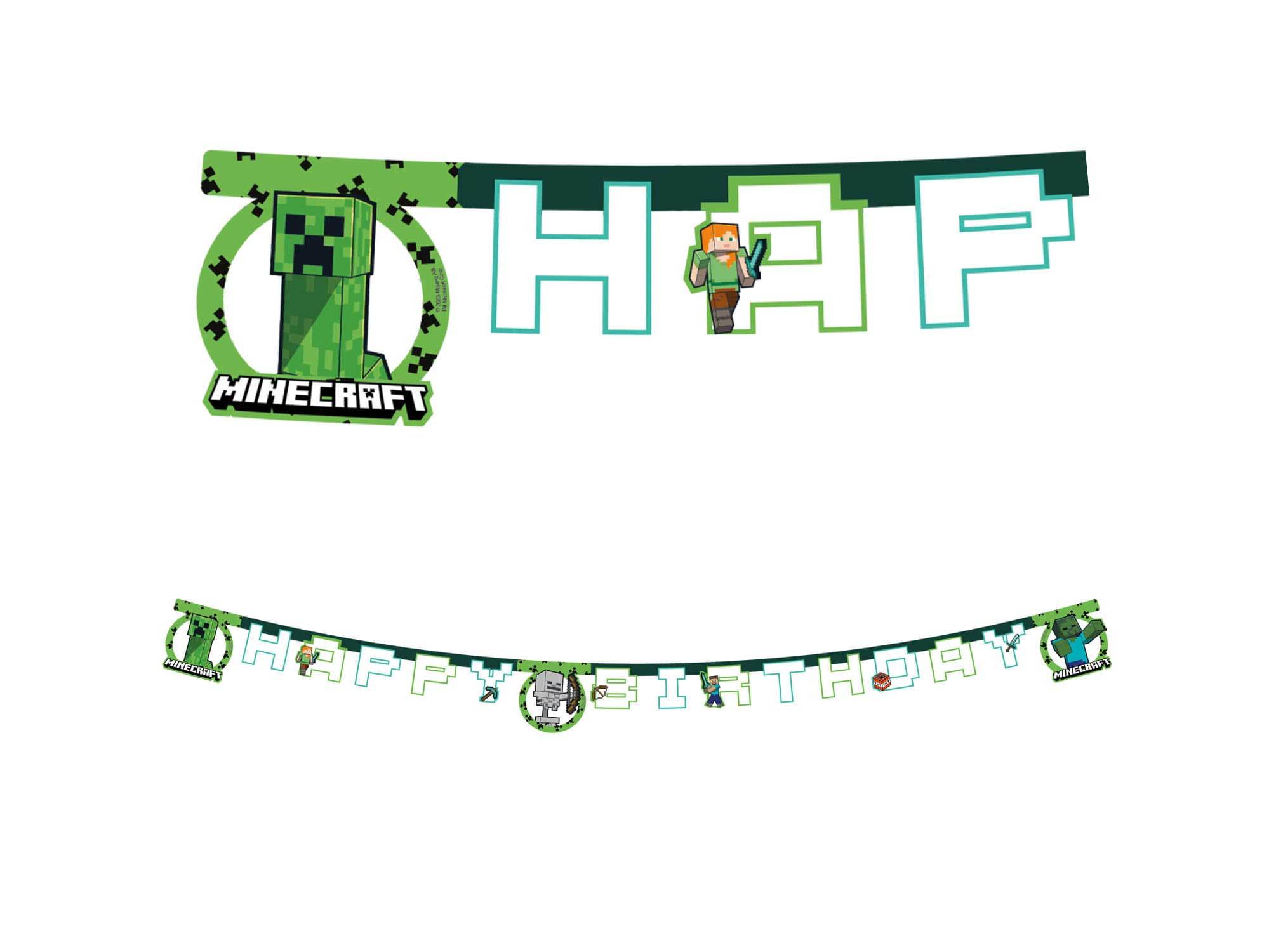 GRINALDA MINECRAFT PAPEL HAPPY BIRTHDAY