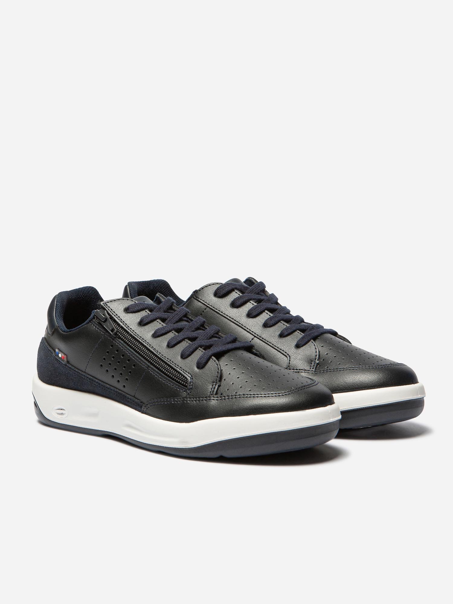 Baskets Homme Zippées Fabriquées en France Cuir Marine