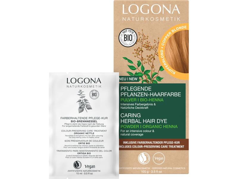 Logona Haarcoloration Kupferblond Natürliche Pflanzen-Haarfarbe verleiht dem Haar ein intensives Farbergebnis