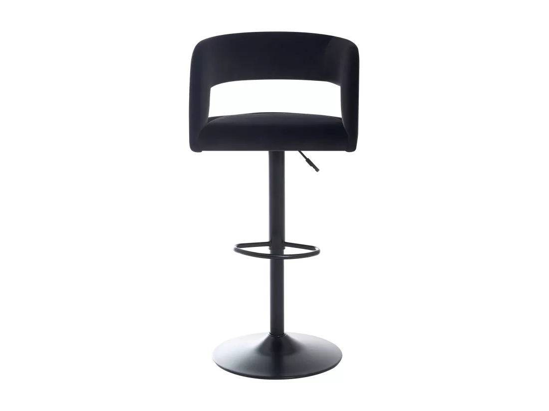 Lot de 2 tabourets de bar en velours et métal - Hauteur réglable - Noir - LAJUNIA