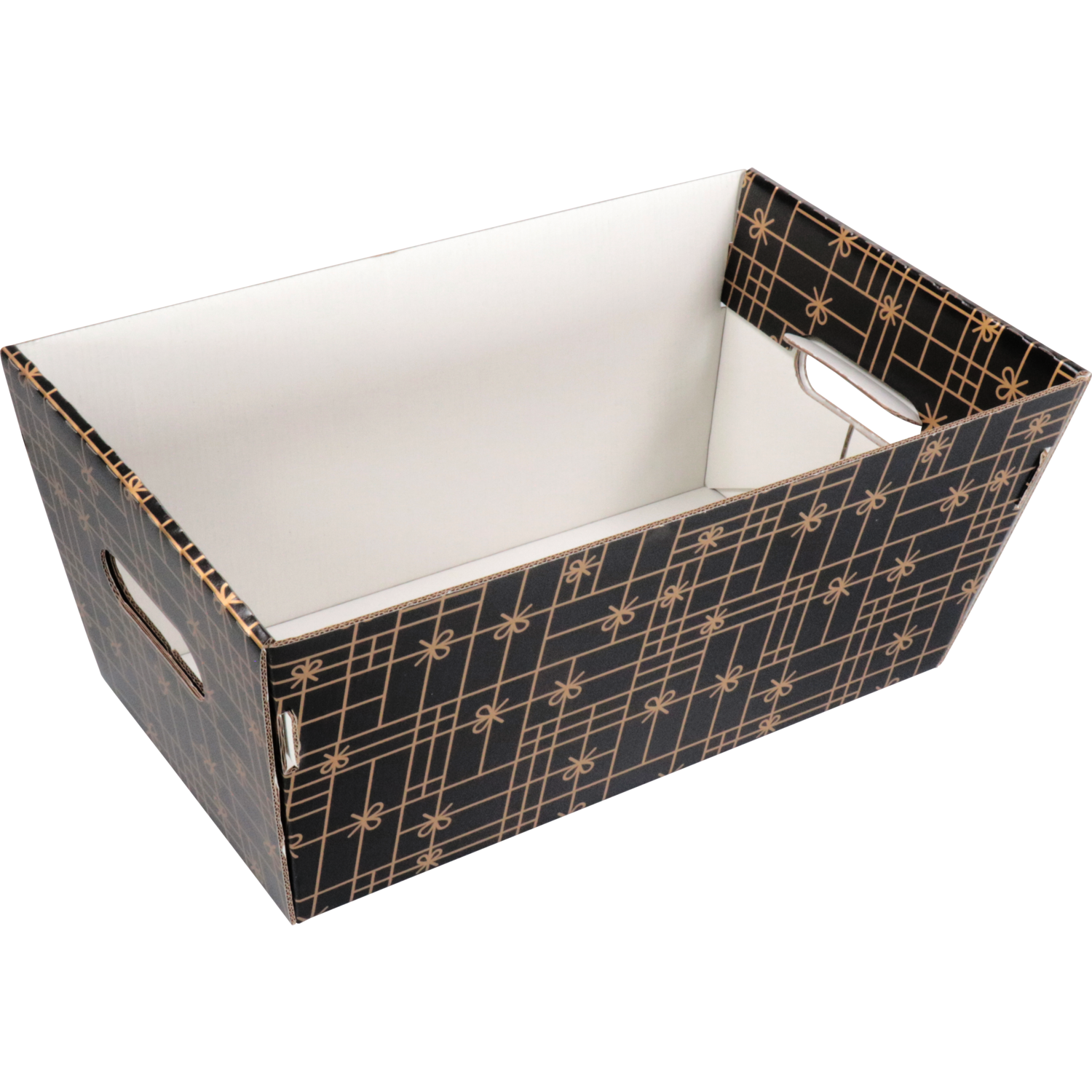 Mand, golfkarton, 36.6x18.8x17.5cm, rechthoekig, zwart/goud