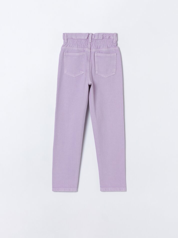 Calça jeans estilo Mom Fit - Lilás
