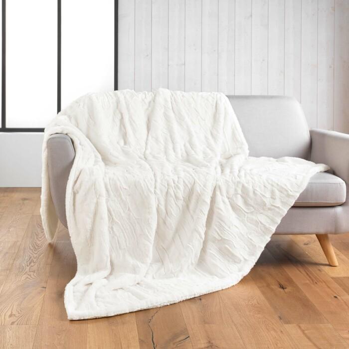PLAID 180X220CM IMITATION FOURRURE SHERPA FOXY NATUREL