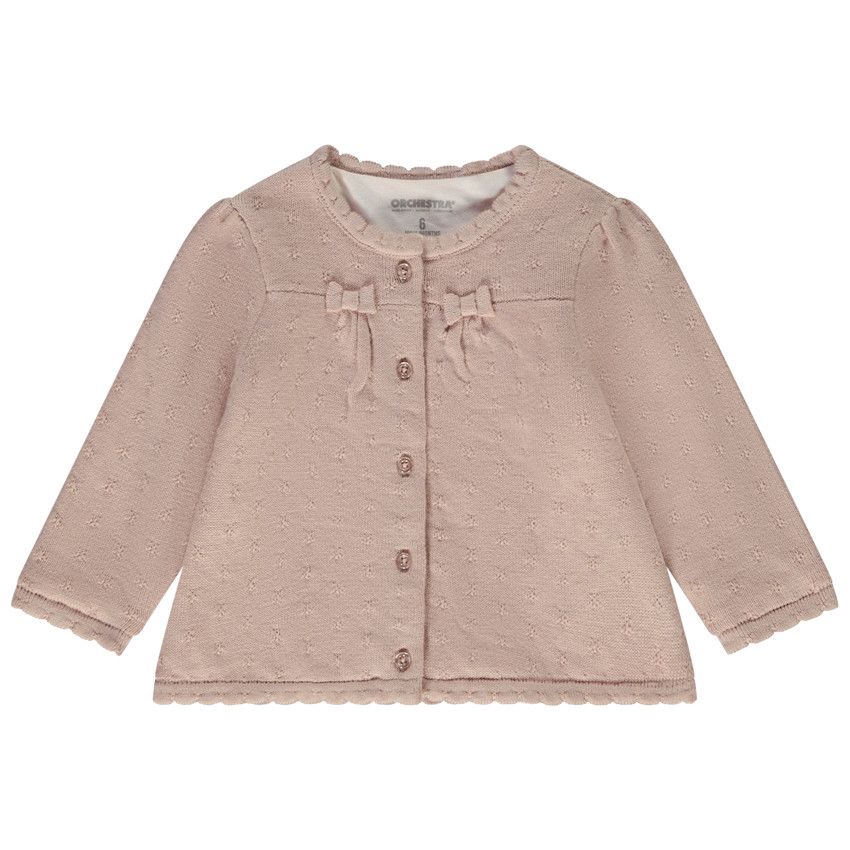 Gilet en tricot fantaisie avec nœuds pour bébé fille - Multicolore