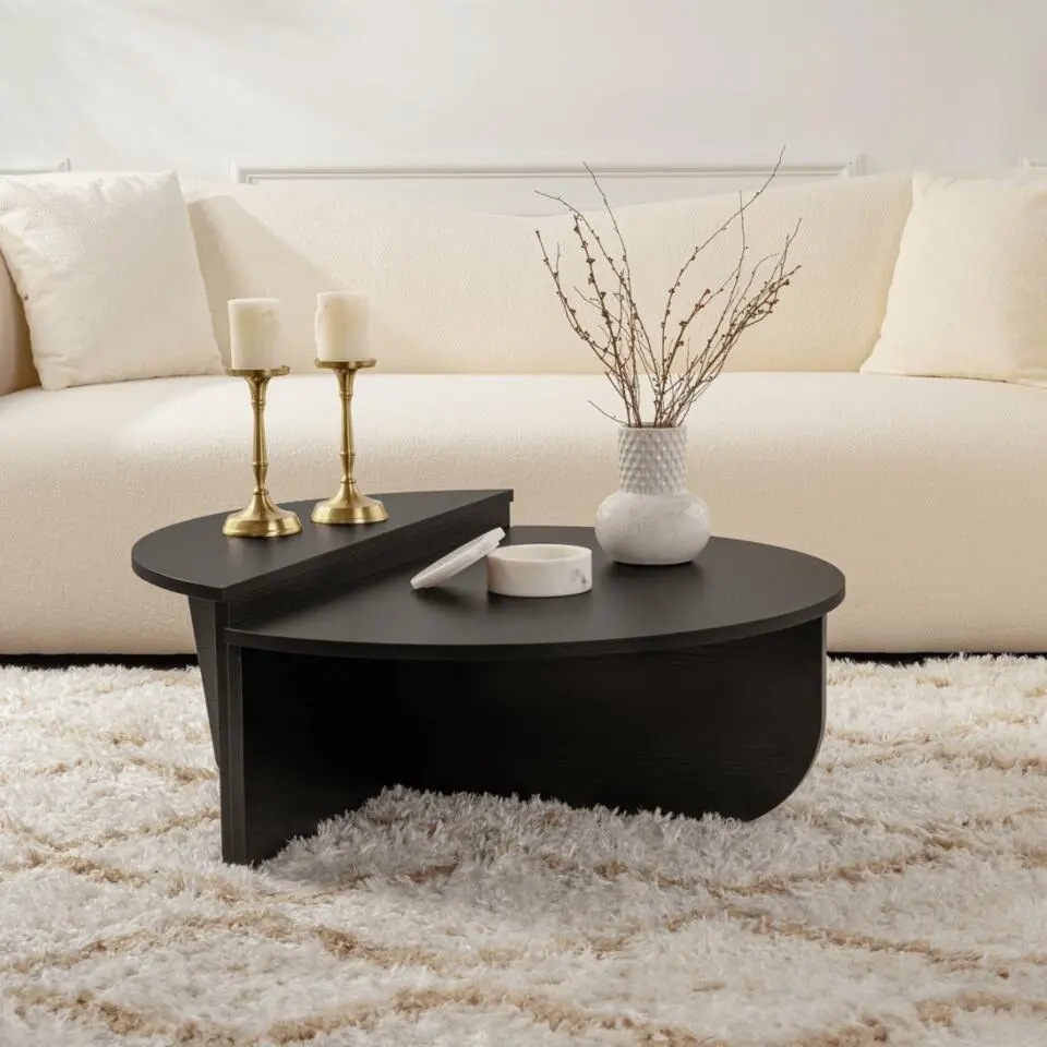 CALICOSY - Set van 2 Salontafels ORION - Zwart hout - 35x90x90 cm