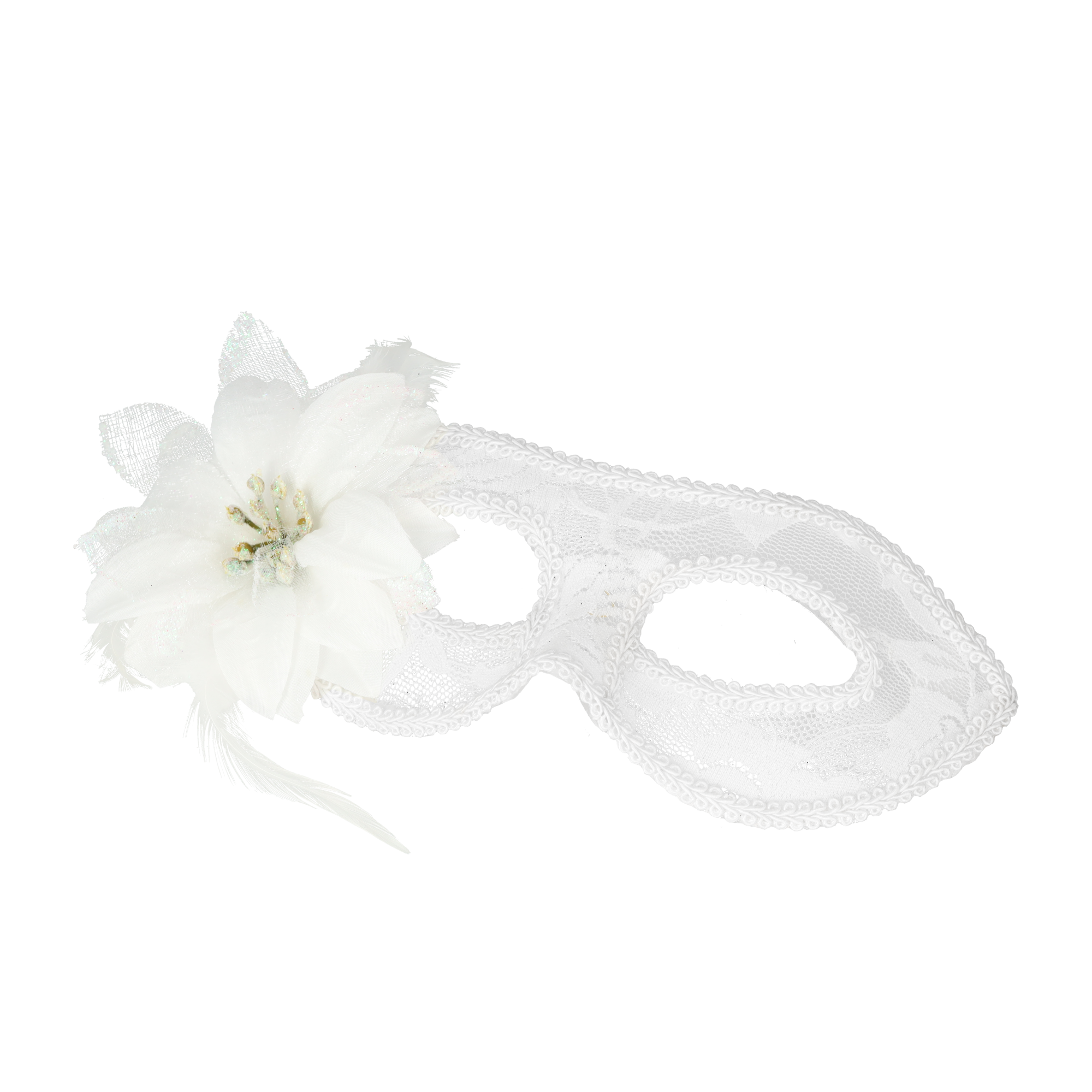 Venezianische Maske Fasnachts Halbmaske Kostüm Zubehör Motto Party Accessoire Halloween Foto Requisite mit Spitzenbordüre   Blume - Weiss