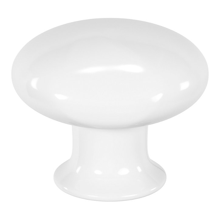 Bouton de meuble arrondi Porcelaine Vras GoodHome blanc Ø3.2cm x P.2.5cm