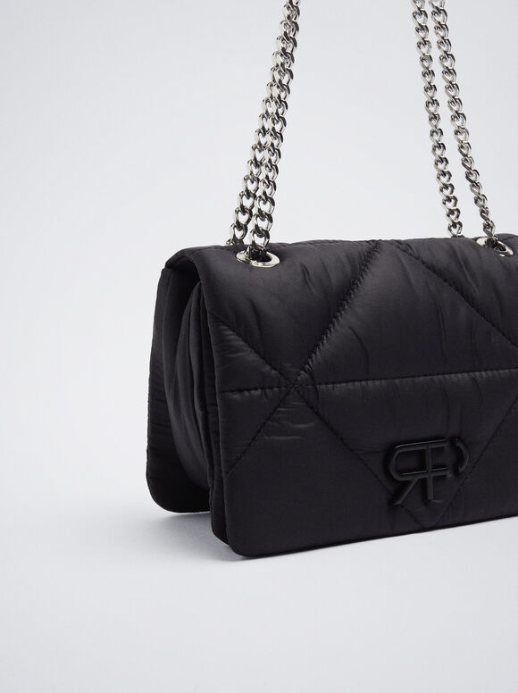 Bolsa matelassada com corrente - Preta