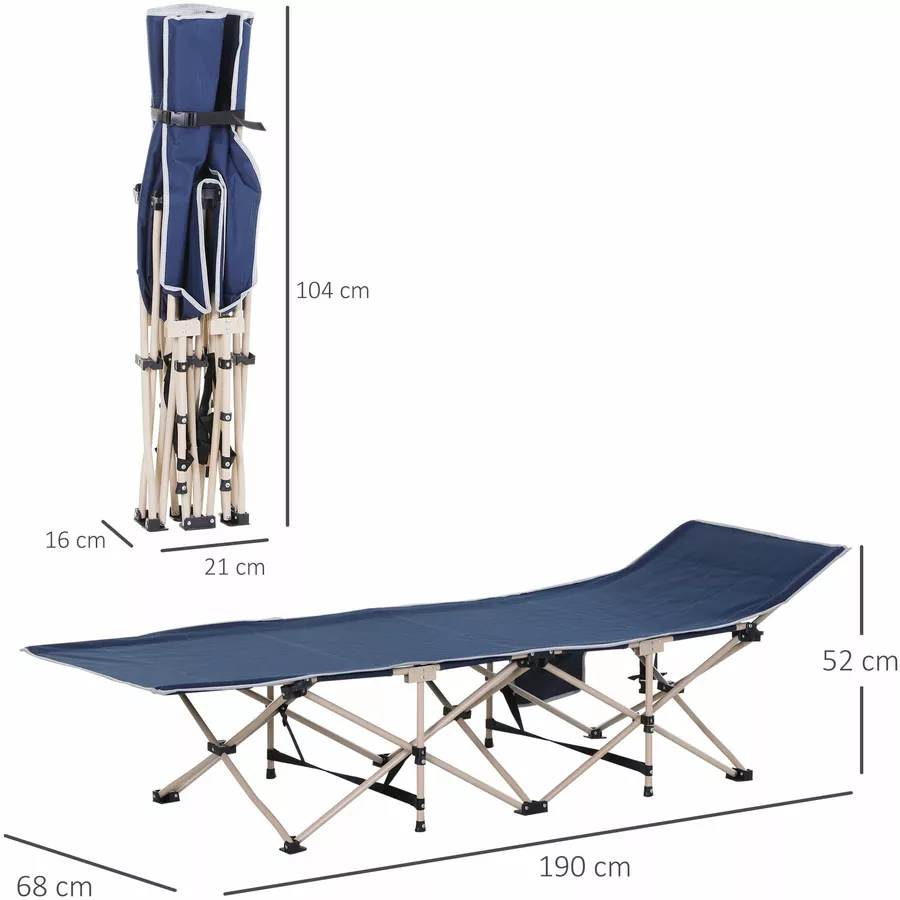 Outsunny Feldbett mit Aufbewahrungstasche blau, beige