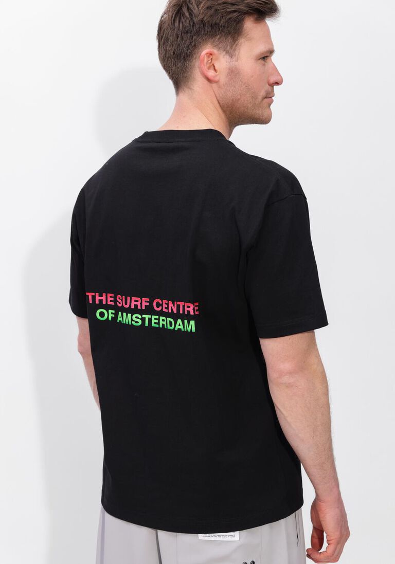 zwarte new amsterdam surf association t-shirt surf centre tee black