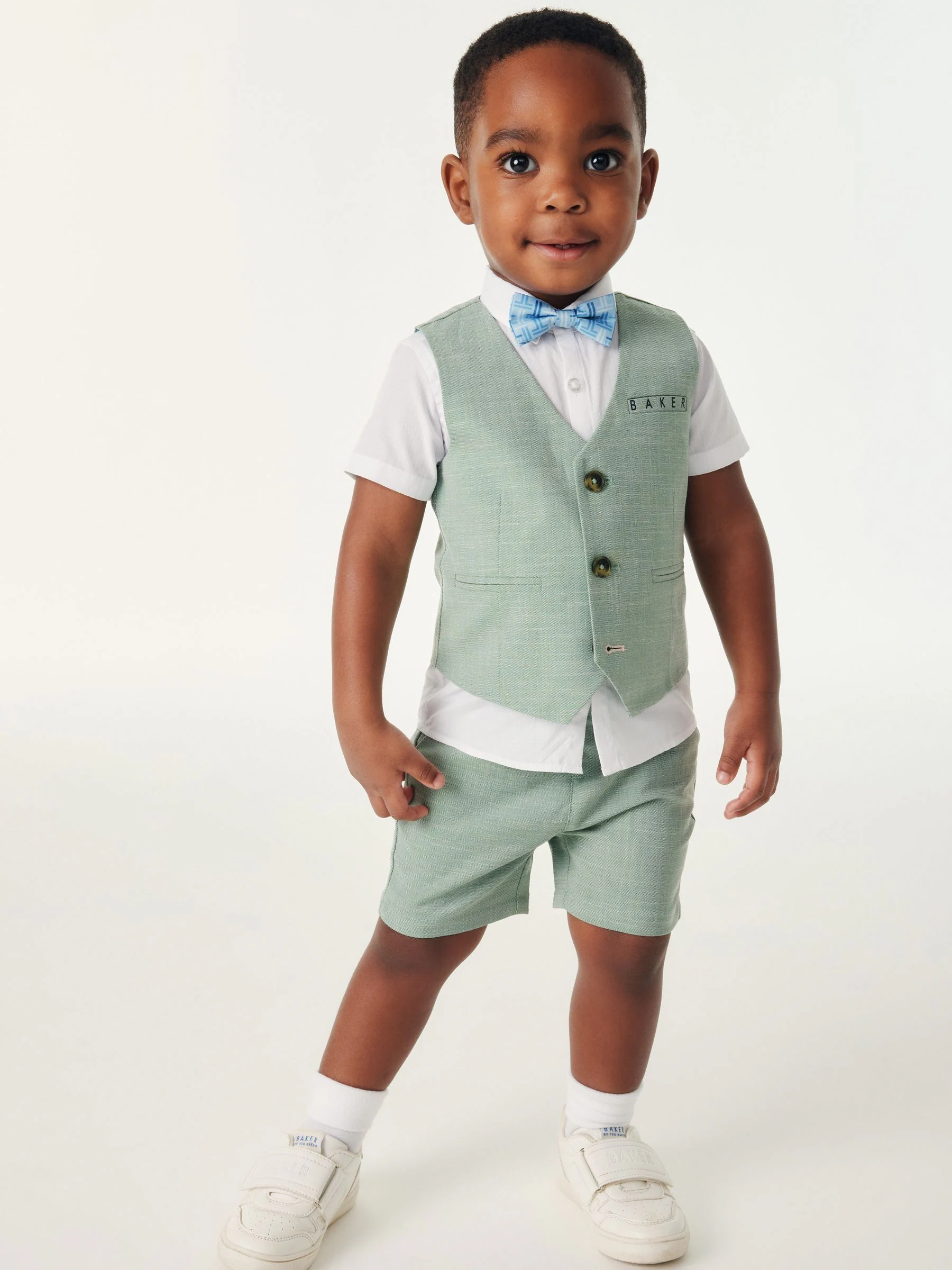 Baker by Ted Baker - Set van groen overhemd, gilet en short