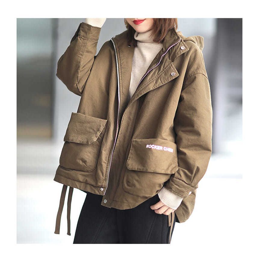 Taragon - Lettering Hooded Zip Jacket