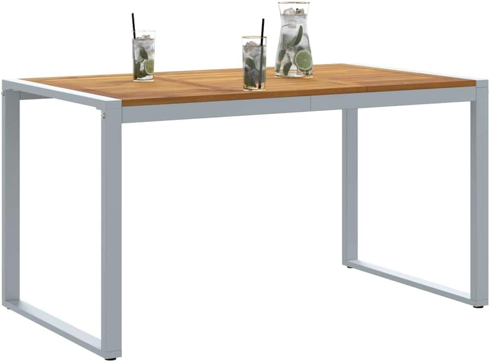 vidaXL Gartentisch Grau 140 x 80 x 75 cm Massivholz Akazie, Garten und Terrasse, moderner Esstisch aus Hartholz, robuste Außenmöbel aus Akazie, stylische Terrasse, minimalistisches Design