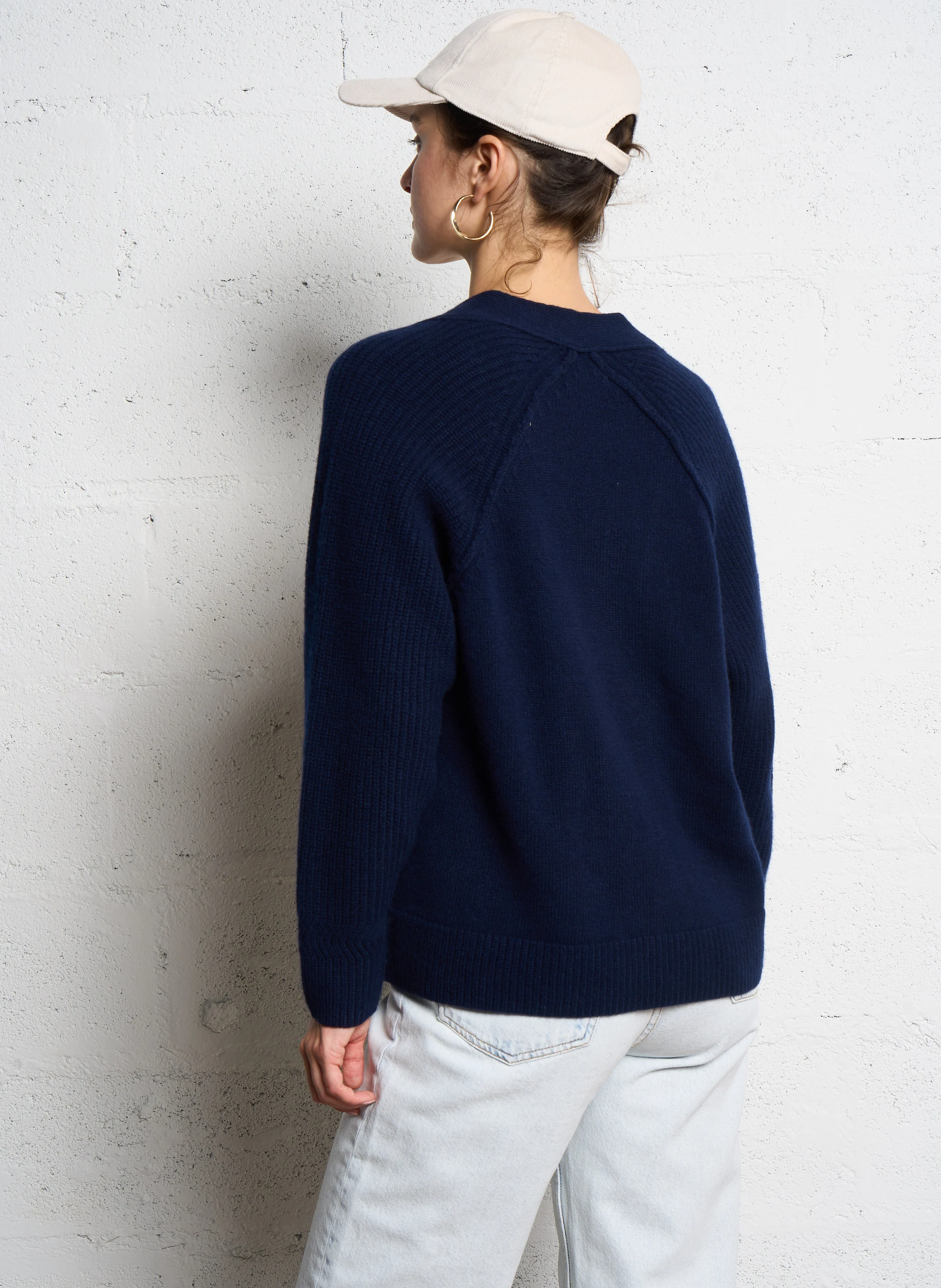 LAUREL - Cardigan droite en laine| Bleu