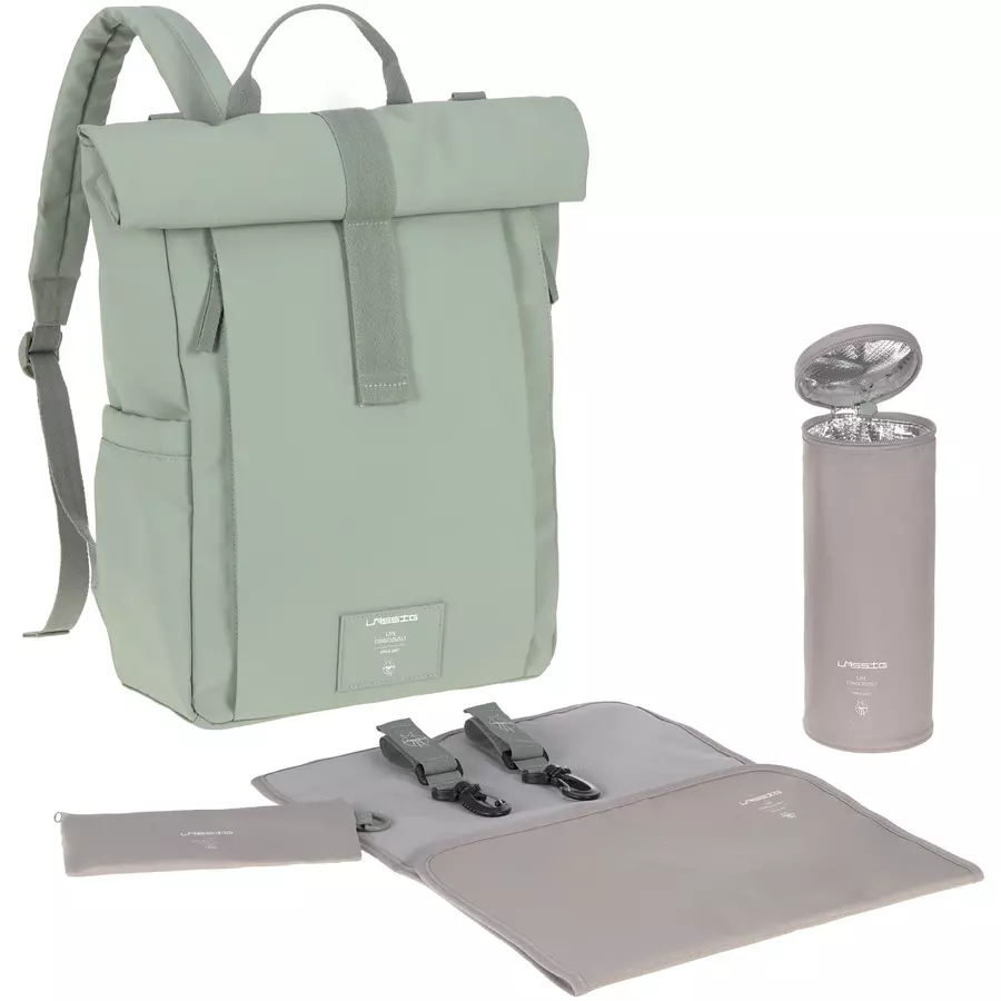 LÄSSIG Wickelrucksack Rolltop Up Backpack silver green