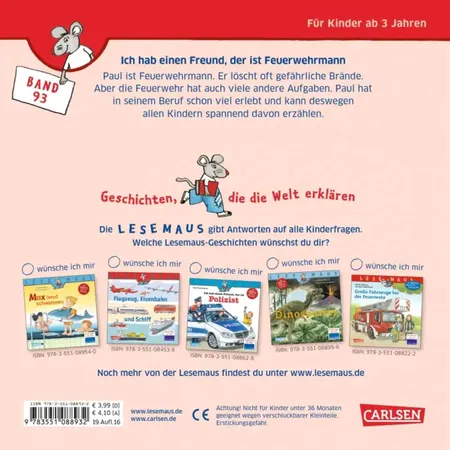 Carlsen Verlag LESEMAUS 93: Ich hab einen Freund, der ist Feuerwehrmann