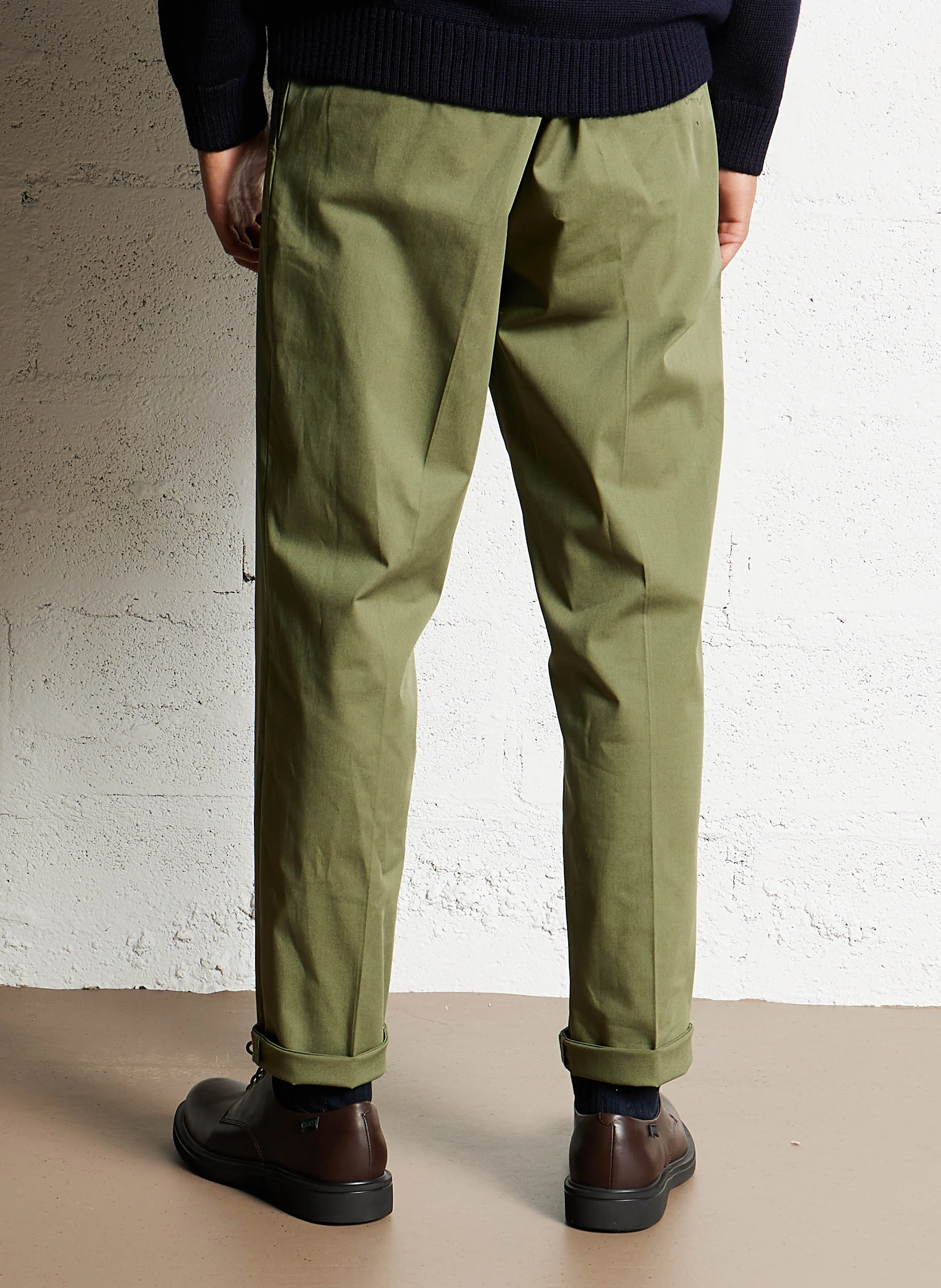 Pantalon droit en coton mélangé | Vert