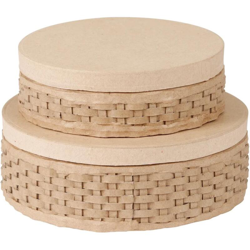 Assortiment 2 boîtes tressées rondes - Kraft